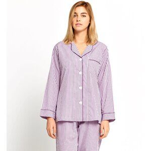 P. Jamas Windsor Royal Purple Check Pima Cotton Womens Pajama Set, Size M NEW!